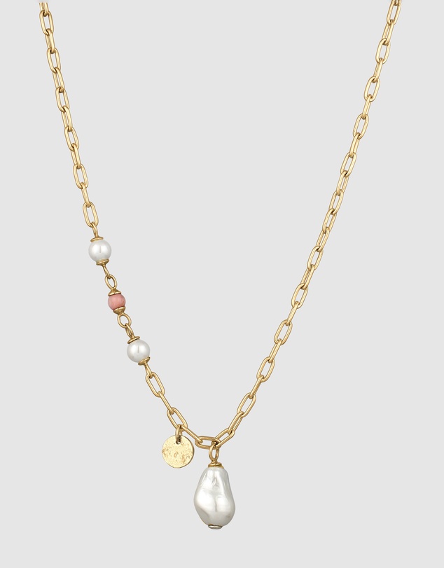 Elli Jewelry - Necklace Rhodonite 925 Sterling Silver Gold-Plated