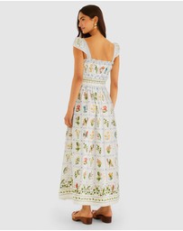 Farm Rio - Tropical Porcelain Off-White Maxi Dress