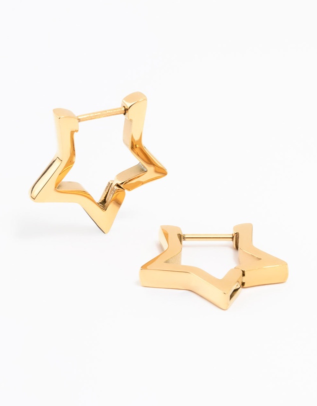 Lovisa - Gold Plated Surgical Steel Star Outline Huggie Earrings