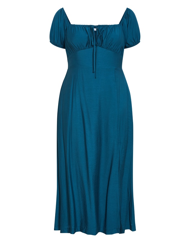 City Chic - Plus size Abbigail Split Maxi Dress - petrol