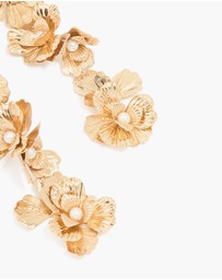 Lovisa - Gold Molten & Pearl Flower Drop Earrings