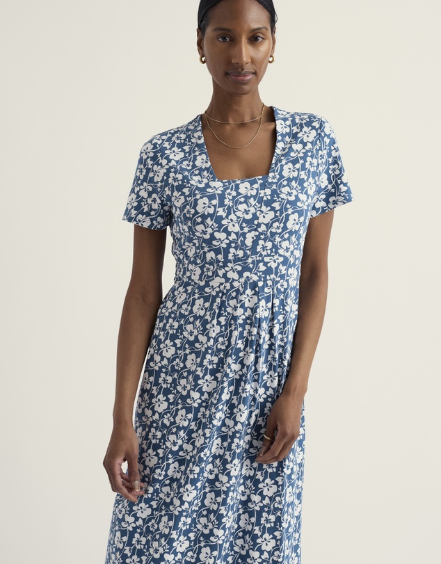 Seasalt - Seasalt Cornwall Blue Seed Packet Short Sleeve Midi Dress