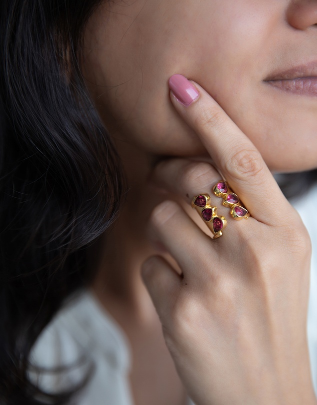 Meshca - Trio Ruby Bridge Ring
