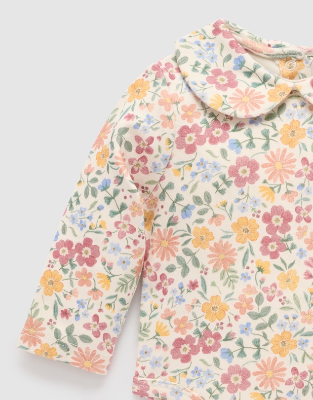Purebaby - Wild Flower Collar Bodysuit -Kids-Babies