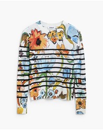 Desigual - Striped floral sweater