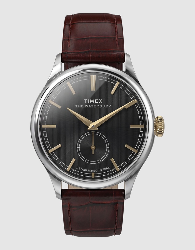 TIMEX - Waterbury Classic 39mm Brown Crocodile Grain Leather Strap Watch
