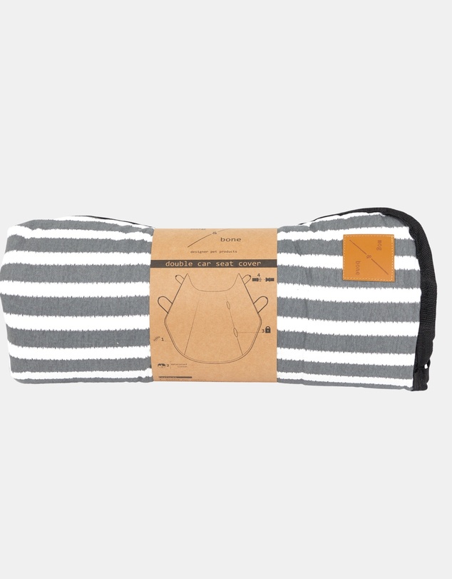 Mog & Bone - Dog Car Seat Cover- Charcoal Hampton Stripe