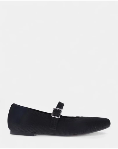 Mia Vita - Violet Mary-Jane Flats - Natural Black