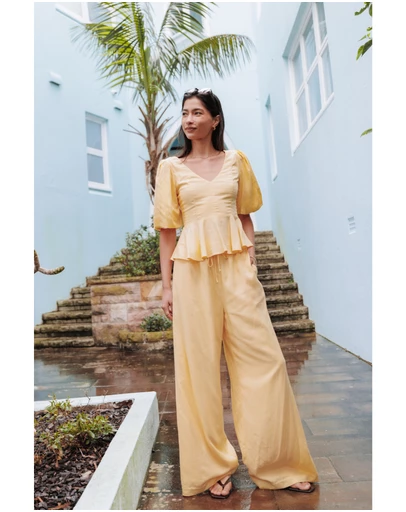 Petal & Pup - Hannah Peplum Pant Set - Yellow