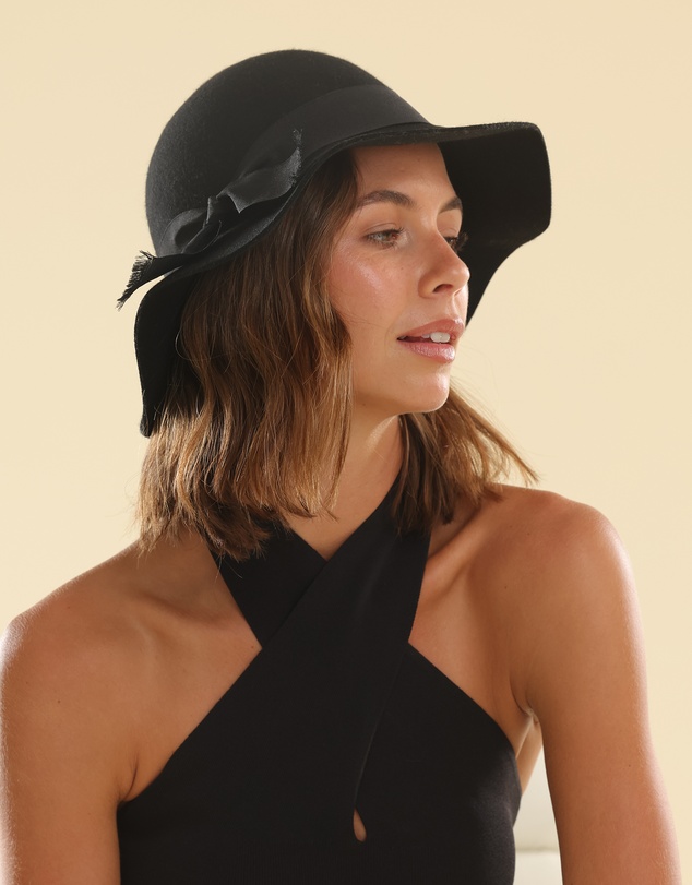 Morgan & Taylor - Julietta Wool Felt Cloche Hat in Black