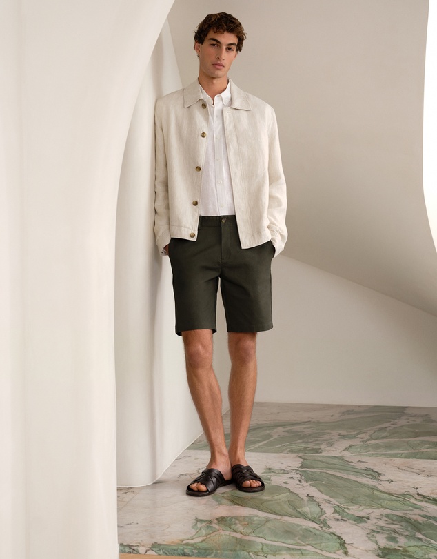 Trenery - Cotton Twill Chino Short in Dark Olive