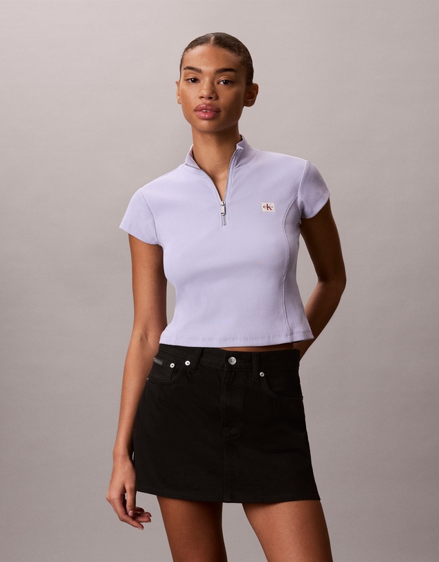 Calvin Klein Jeans - Monologo Patch Rib Zip Top