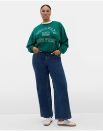 City Chic - Plus size Brooklyn Crew Neck Sweatshirt - varsity green