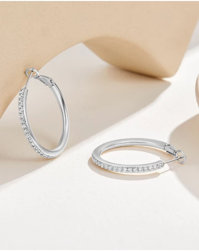 Mestige - Madelyn Hoops - Silver Plated