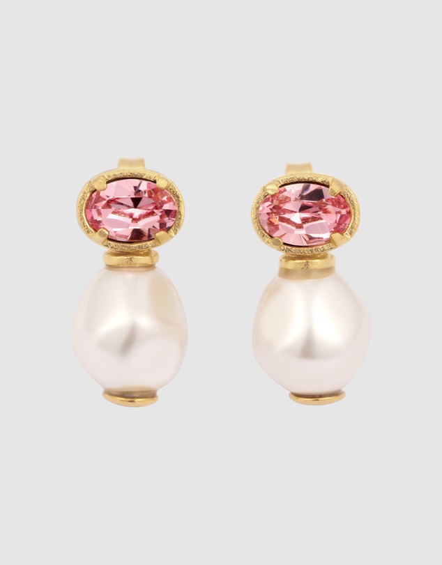 Elli Jewelry - Crystal Stud Earrings in Gold-Plated 925 Silver