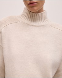 Trenery - Merino Funnel Neck Pullover in Oat