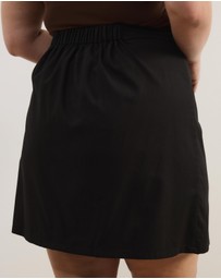 Atmos&Here Curvy - Sage Cotton Linen Blend Mini Skirt