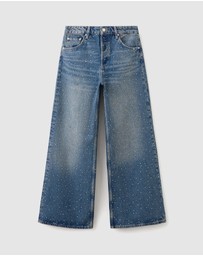 M.N.G - Wide-Leg Jeans With Rhinestones