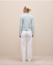 Trenery - Brushed Alpaca Button Through Cardigan in Faint Blue