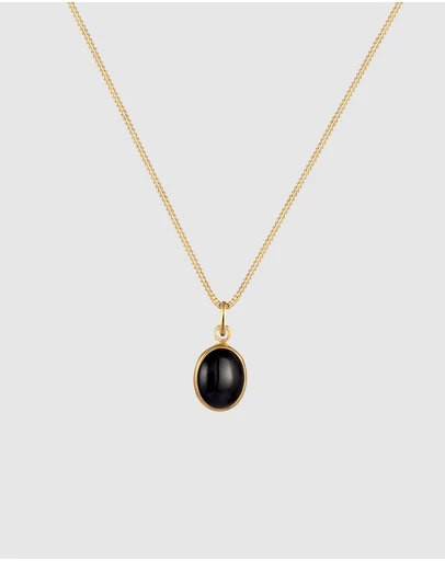 Elli Jewelry - Necklace Onyx 925 Sterling Silver Gold-Plated