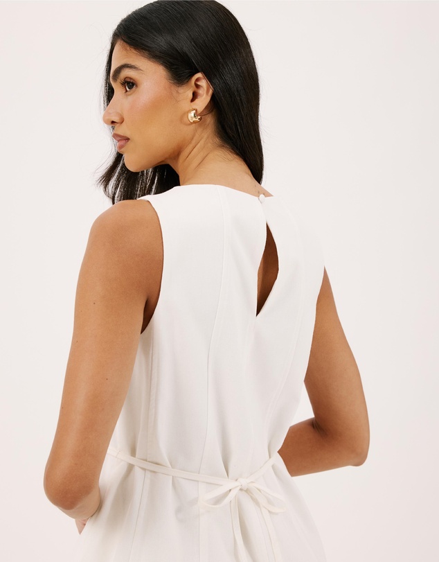 Atmos&Here - Willow Linen Blend A-Line Mini Dress with Top Stitching Detail
