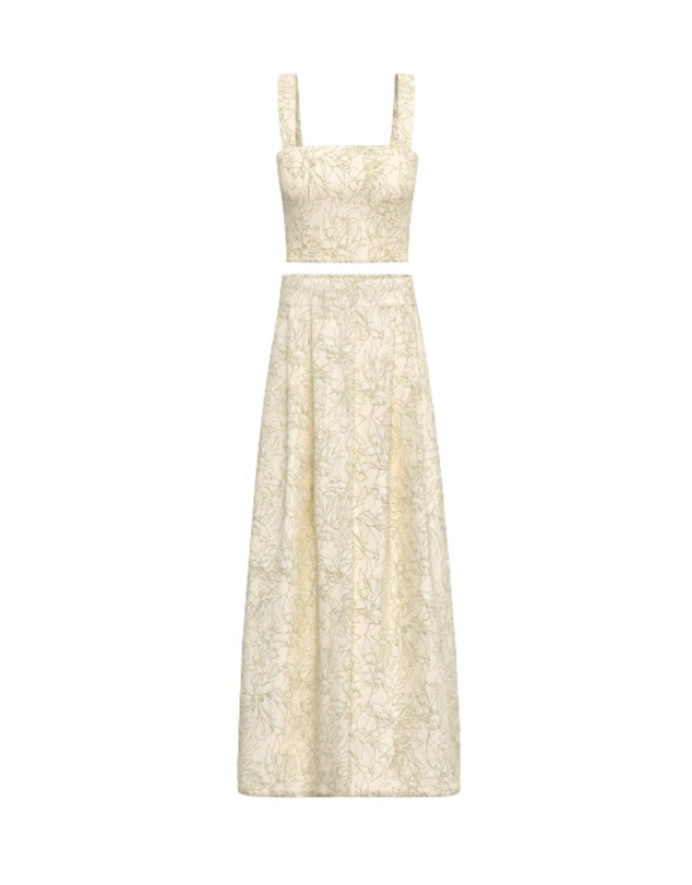 Emme | Max Mara Group - Ivory Floral Jacquard Top & Skirt Set