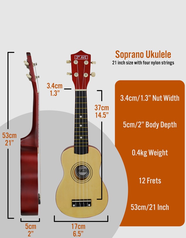 iWorld - 3rd Avenue Soprano Ukulele - Natural