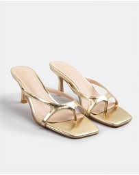 RAID - Briar kitten heeled mules in Gold