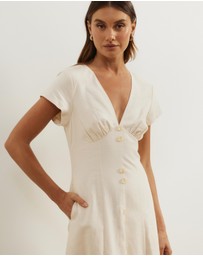 Atmos&Here - Josie Collared Linen Blend Midi Dress