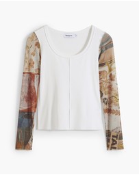 Desigual - Chiffon sleeve T-shirt