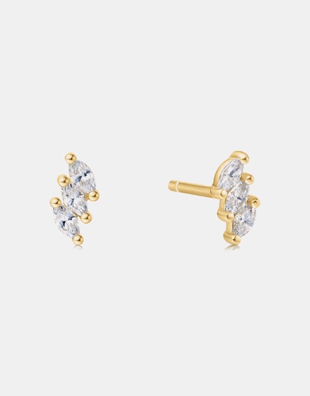 Ania Haie - Ania Haie Gold Triple Marquise Stud Earrings