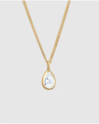 Elli Jewelry - Zirconia Necklace in Gold-Plated 925 Silver
