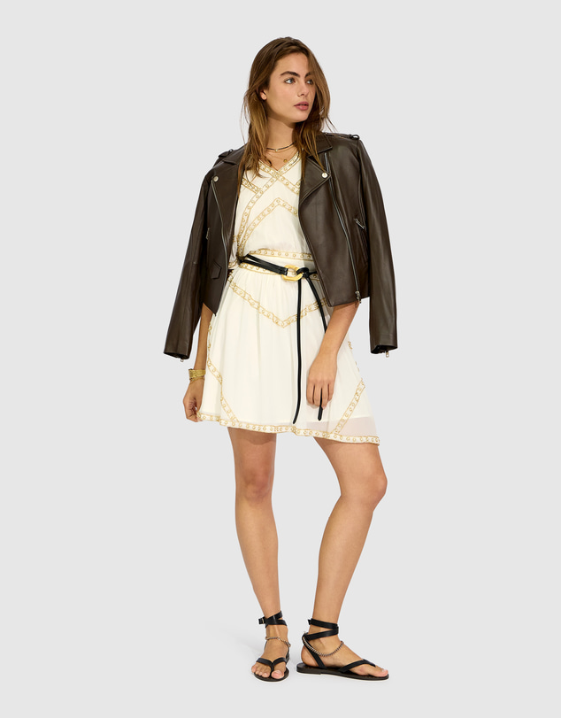 Belle & Bloom - Golden Mark Beaded Trim Mini Dress