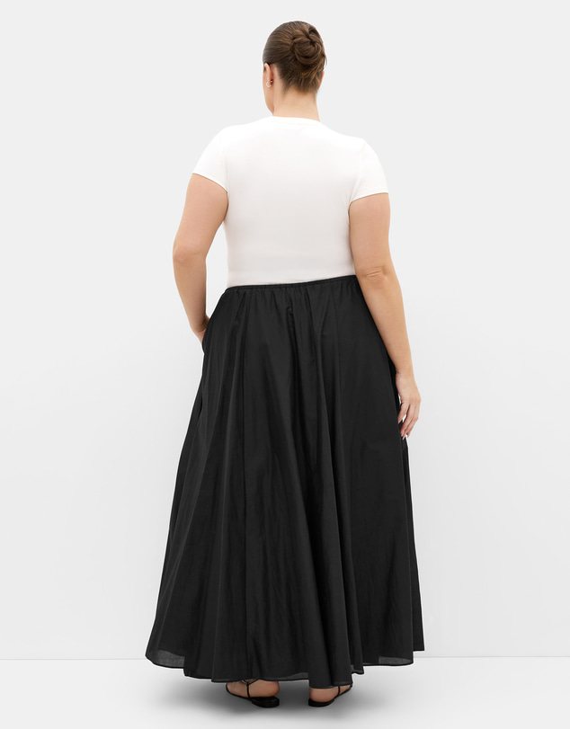 City Chic - Plus size Elissia Drawstring Cotton Maxi Skirt - black