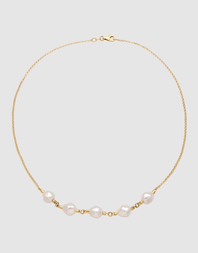 Elli Jewelry - Necklace Pearl Baroque Layering 925 Sterling Silver Gold-Plated