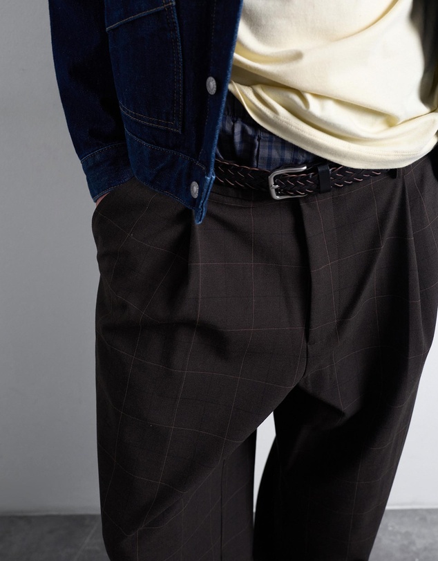 Topman - Wide Leg Check Smart Trousers