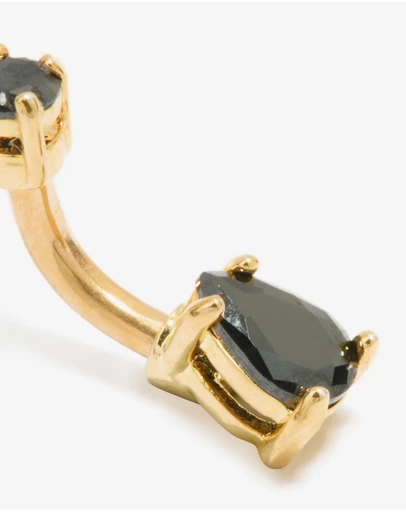 Lovisa - Gold Plated Surgical Steel Black Cubic Zirconia Belly Bar
