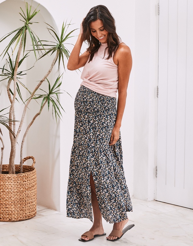 Angel Maternity - Summer Basic Maternity Crop Bamboo Top - Dusty Pink