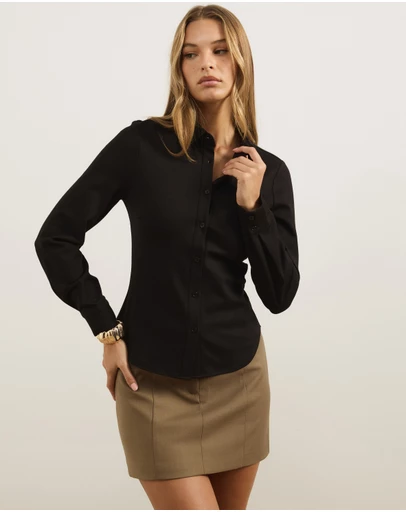 Atmos&Here - Rea Fitted Long Sleeve Ponte Shirt