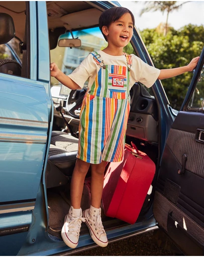 Goldie + Ace - Burton Land Down Under Stripe Denim Overalls- ICONIC EXCLUSIVE