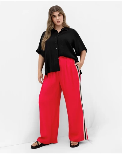 City Chic - Side Stripe Linen Blend Pant