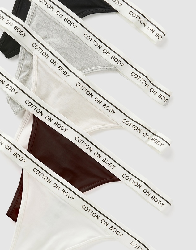 Cotton On Body - 5-Pack Branded Cotton Tanga G-String Briefs