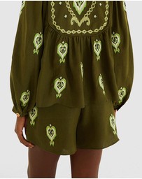 Farm Rio - Heart Tapestry Embroidered Shorts