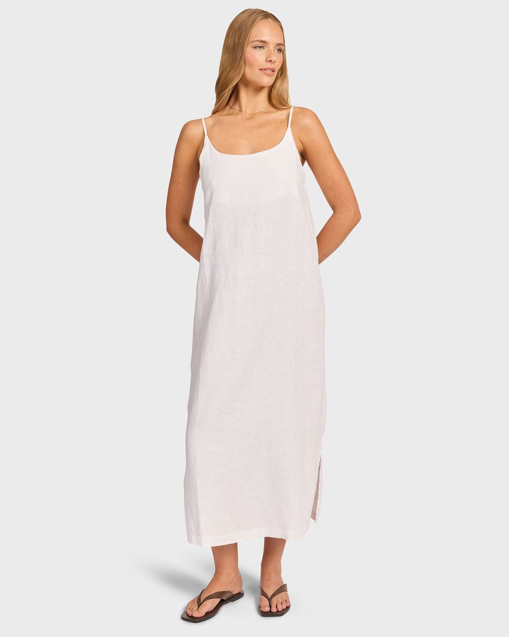 knee length dresses for ladies Linen Maxi Beach Dress Livia Xs / Pure Black main image 1