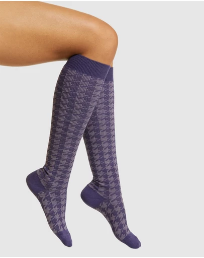 High Heel Jungle - Houndstooth Knee High Socks