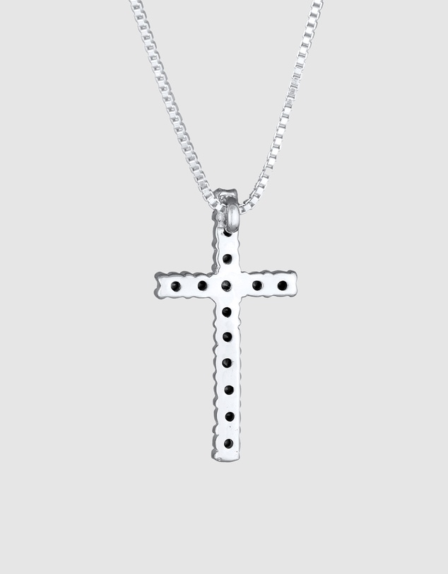 Kuzzoi - ICONIC EXCLUSIVE - Long Necklace with Crystal Cross Pendant in 925 Sterling Silver
