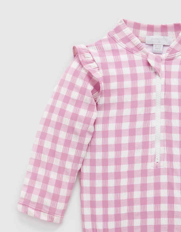 Purebaby - Printed Frilly Long Sleeve Swimsuit -Kids-Babies