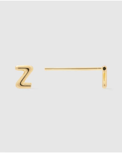 Wanderlust + Co - Alphabet Bubble Gold Stud Earrings - Letter Z