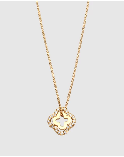 Elli Jewelry - Necklace Crystal Cloverleaf 925 Sterling Silver Gold-Plated