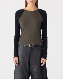 Bassike - Paneled Rib LS Baby T-Shirt